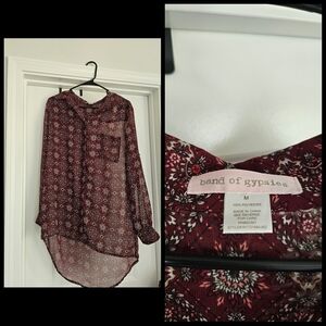 Band of Gypsies Red Oversized Blouse with Peter Pan Collar